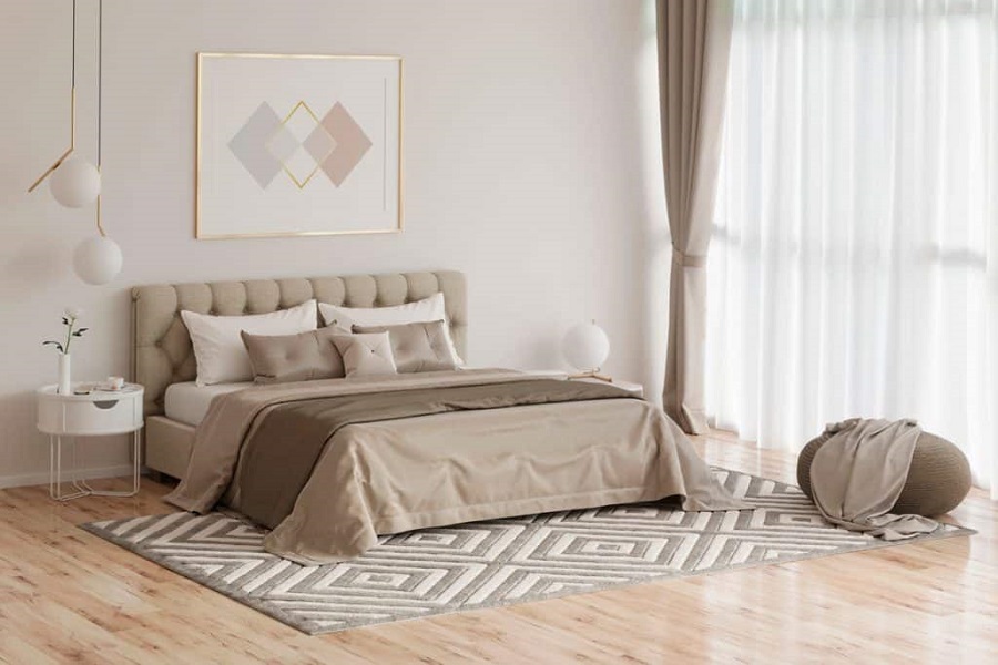 Rèm màu be rất phù hợp với phòng ngủ phong cách tối giản