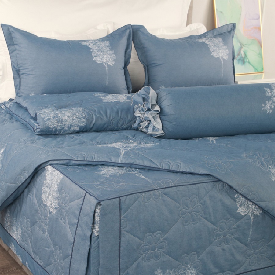 Ga phủ giường Elegant H118 xanh tinh tế