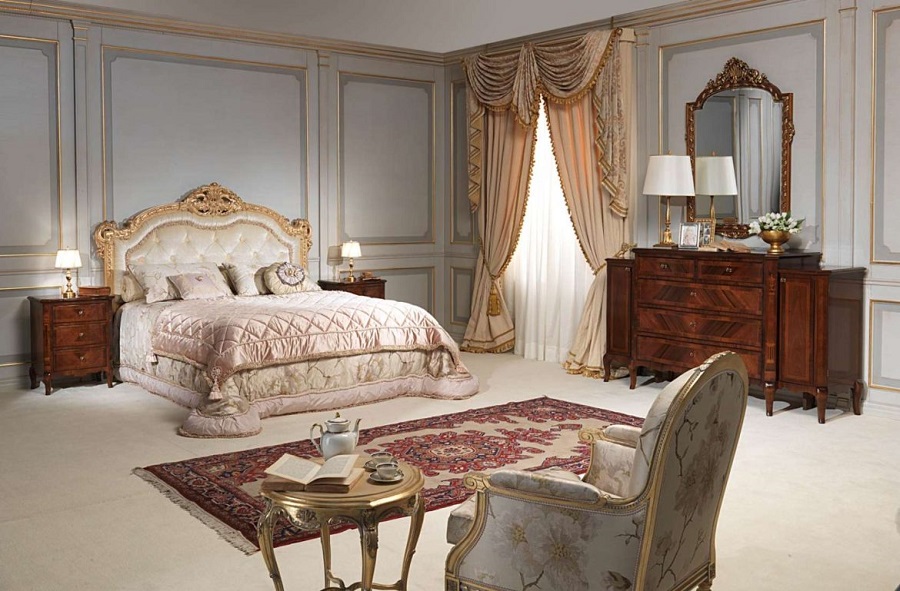 Mẫu 4: Kết hợp với các nội thất cùng phong cách giúp chiếc giường tân cổ điển trở nên nổi bật hơn