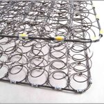 Nệm lò xo liên kết gồm nhiều con lò xo được đan lại với nhau bằng cách mối kim loại, tạo thành một khung kim loại vững chắc