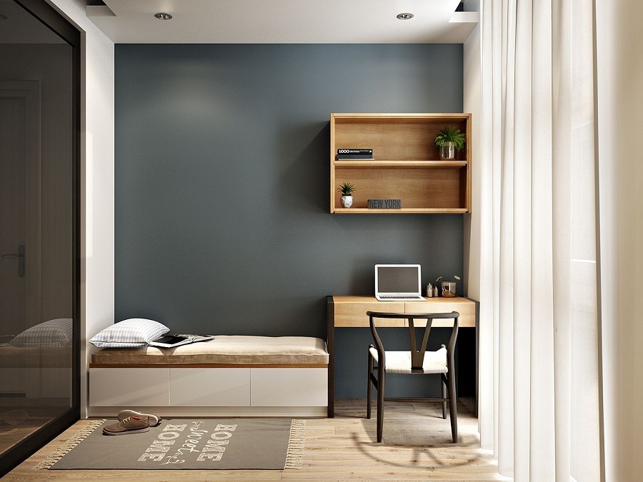 Quy tắc đơn giản luôn thích hợp với căn phòng ngủ nhỏ. Bạn nên lựa chọn nội thất cần thiết và họa tiết đơn giản nhất có thể để khiến không gian thoáng đãng hơn