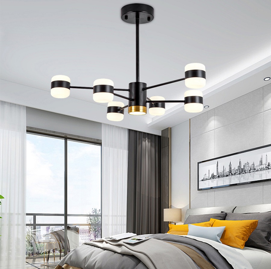 Phòng ngủ có kích thước rộng, thiết kế hiện đại ưa chuộng các loại đèn chùm, đèn thả